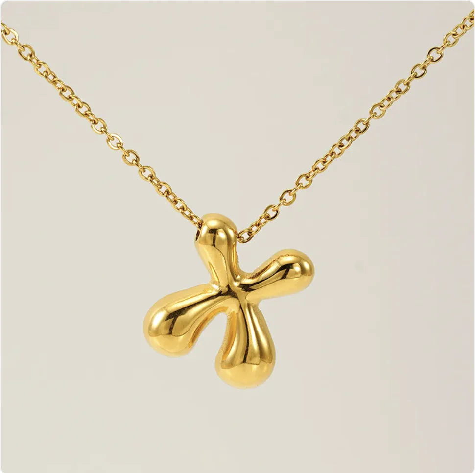 Women's Glossy Bubble Letter Pendant Necklace WEM Support (www.WEM.support)