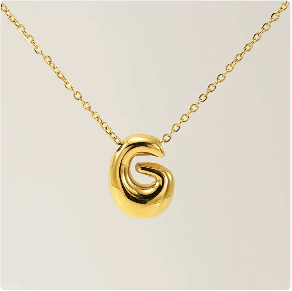 Women's Glossy Bubble Letter Pendant Necklace WEM Support (www.WEM.support)