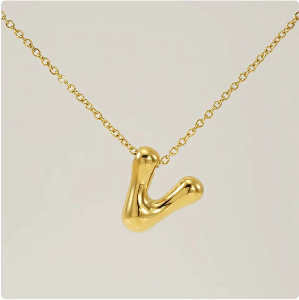 Women's Glossy Bubble Letter Pendant Necklace WEM Support (www.WEM.support)