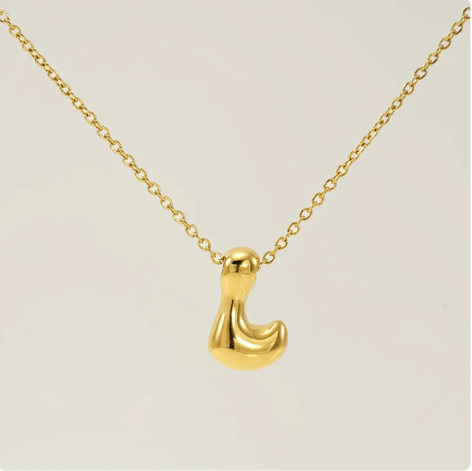 Women's Glossy Bubble Letter Pendant Necklace WEM Support (www.WEM.support)