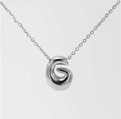 Women's Glossy Bubble Letter Pendant Necklace WEM Support (www.WEM.support)