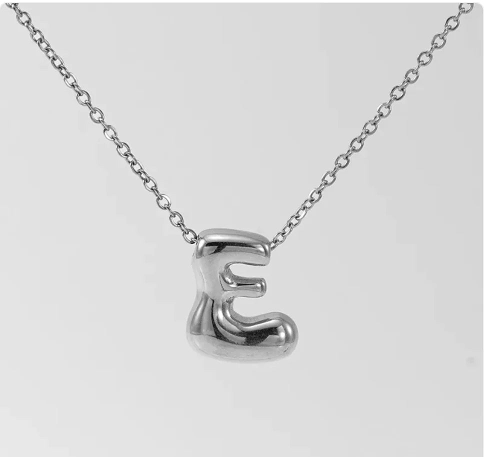 Women's Glossy Bubble Letter Pendant Necklace WEM Support (www.WEM.support)