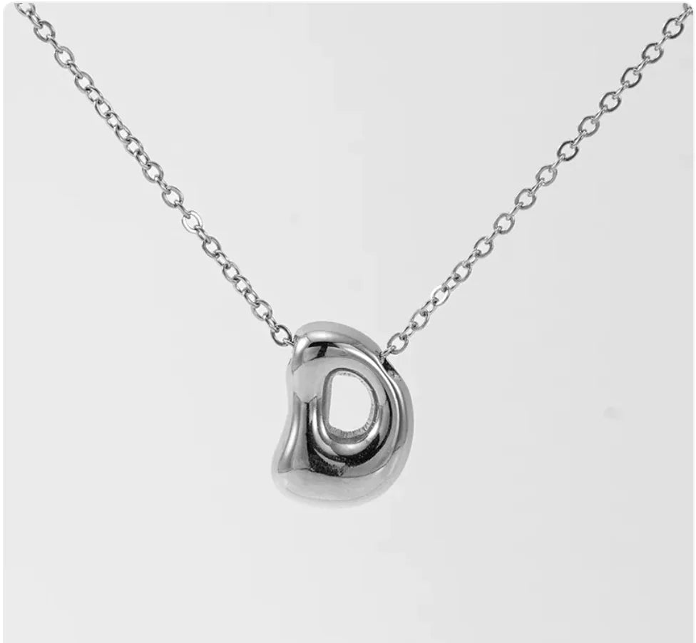 Women's Glossy Bubble Letter Pendant Necklace WEM Support (www.WEM.support)