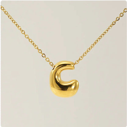 Women's Glossy Bubble Letter Pendant Necklace WEM Support (www.WEM.support)