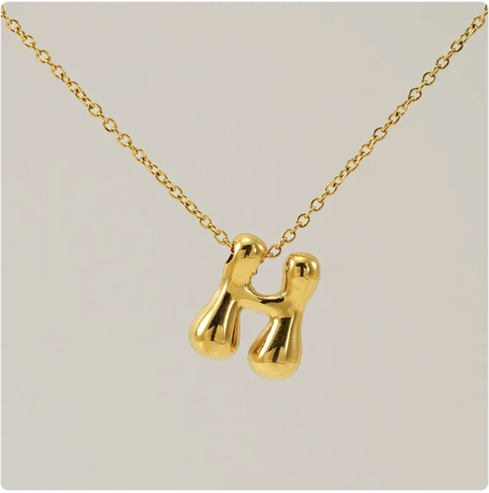 Women's Glossy Bubble Letter Pendant Necklace WEM Support (www.WEM.support)