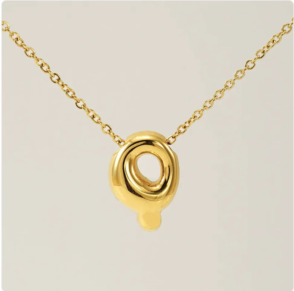 Women's Glossy Bubble Letter Pendant Necklace WEM Support (www.WEM.support)