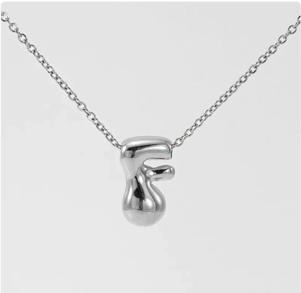 Women's Glossy Bubble Letter Pendant Necklace WEM Support (www.WEM.support)