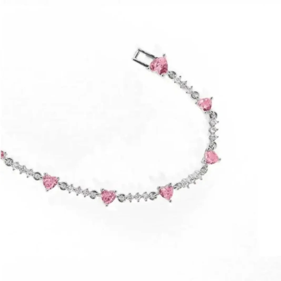 Y2K Heart Rhinestone Bracelet WEM Support (www.WEM.support)