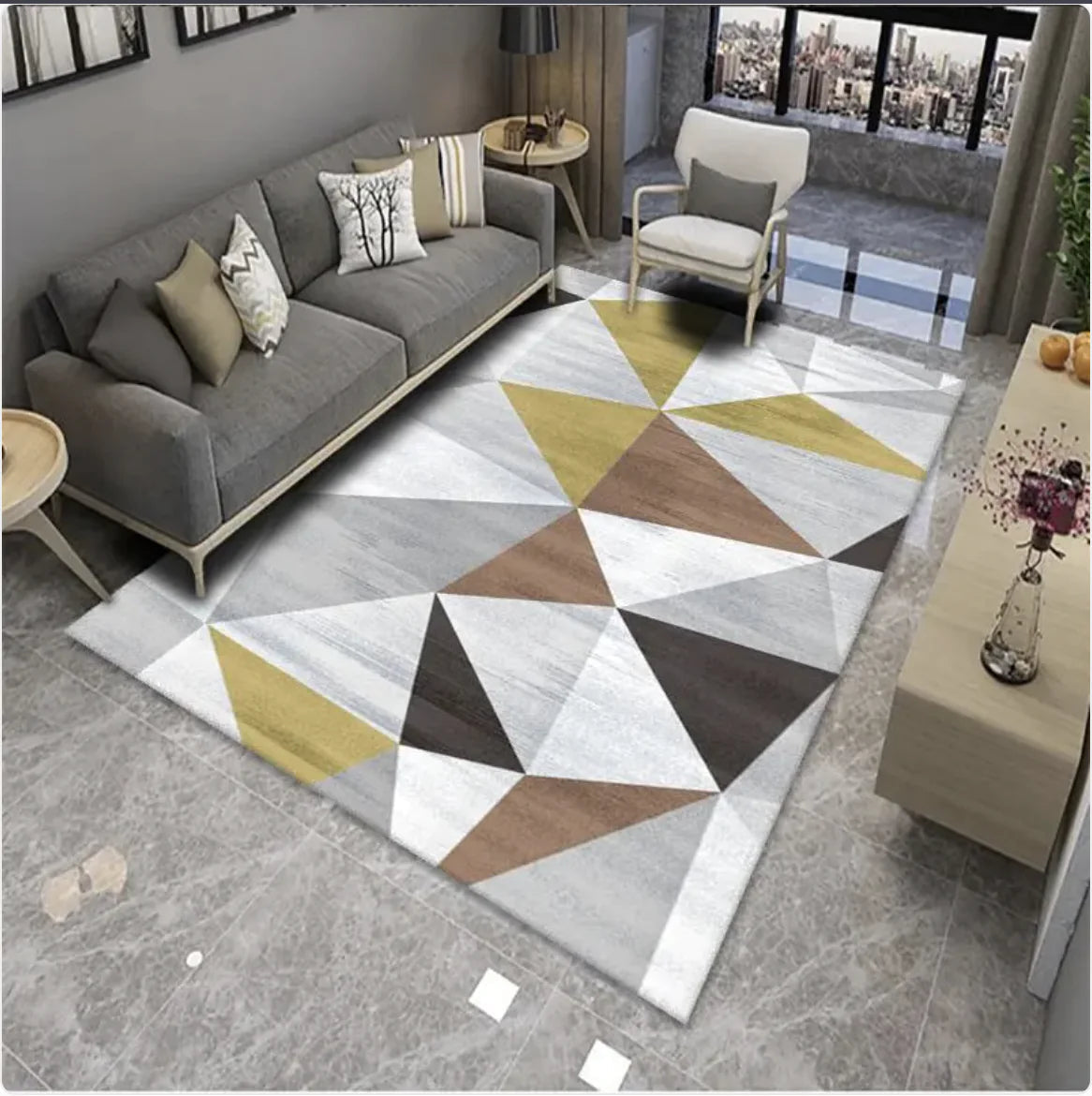 Geometric Striped Crystal Velvet Living Room Carpet WEM Support (www.WEM.support)