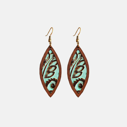 Geometrical Shape Wooden Dangle Earrings WEM Support (www.WEM.support)