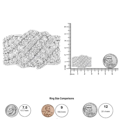 10K Yellow Gold 3.00 Cttw Diamond Multi Row Cluster Band Ring (I-J Color, I3 Clarity) WEM Support (www.WEM.support)