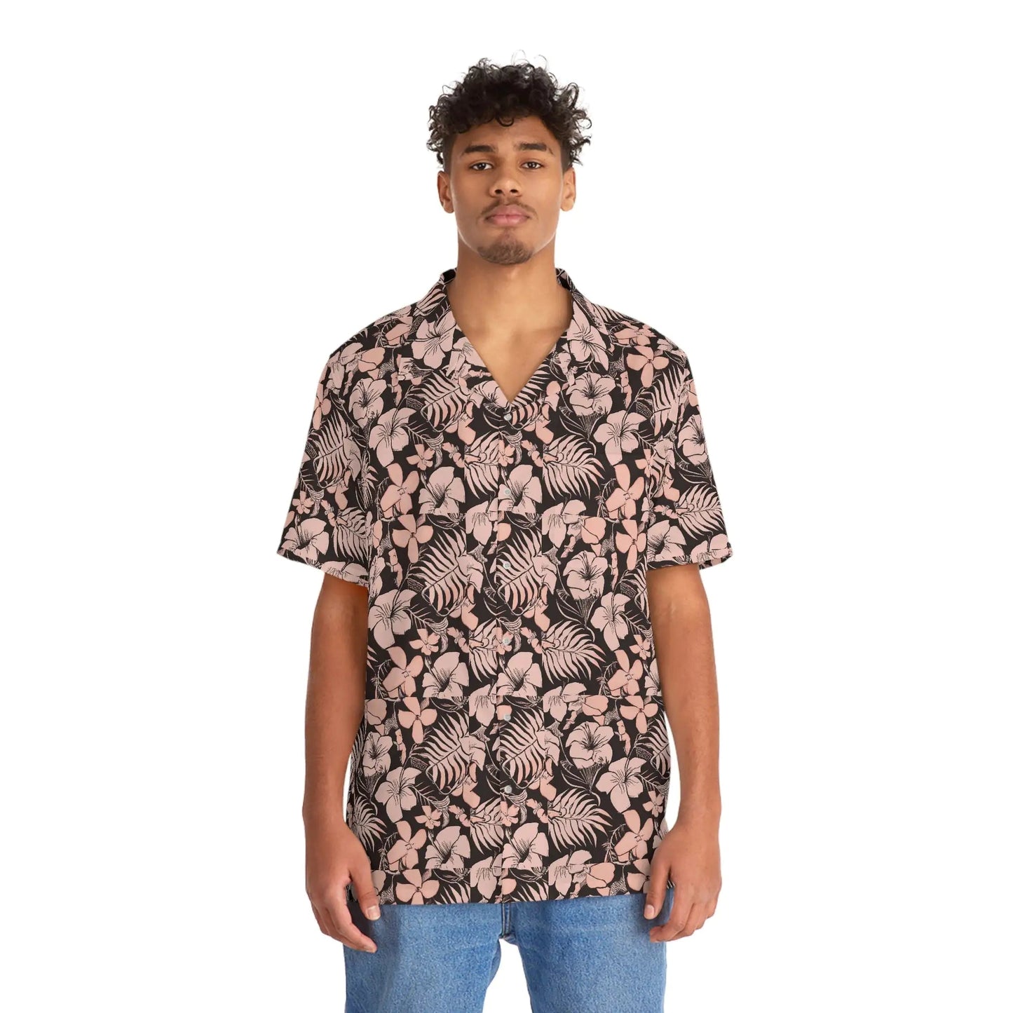Men's Pink Floral Hawaiian Shirt WEM Support (www.WEM.support)