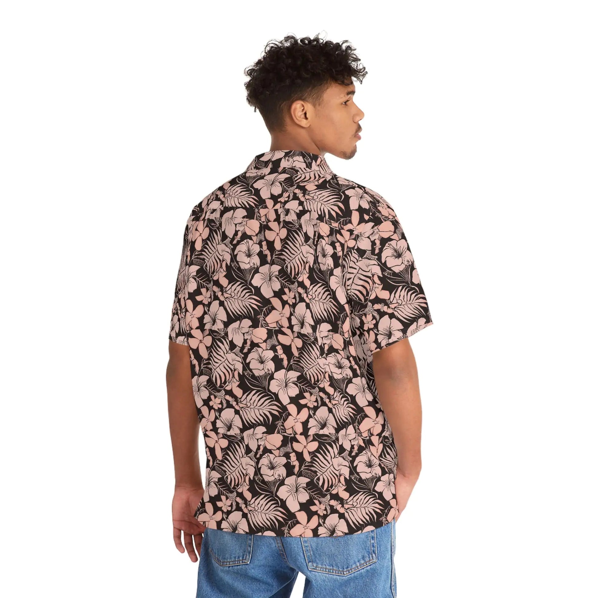 Men's Pink Floral Hawaiian Shirt WEM Support (www.WEM.support)