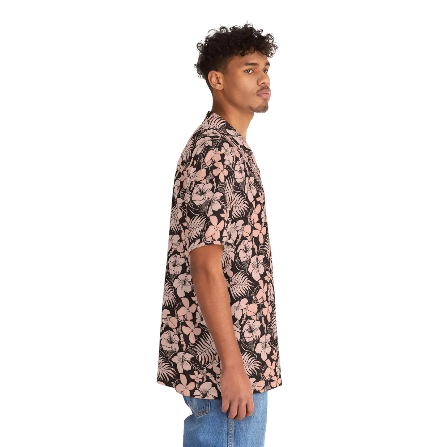 Men's Pink Floral Hawaiian Shirt WEM Support (www.WEM.support)