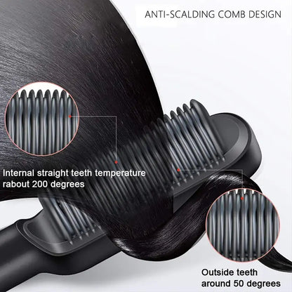 Professional Electric Hair Straightening Brush With LCD Display WEM Support (www.WEM.support)