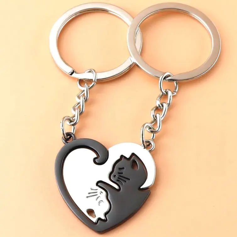 Cat Lovers Heart Keychain Pendant WEM Support (www.WEM.support)