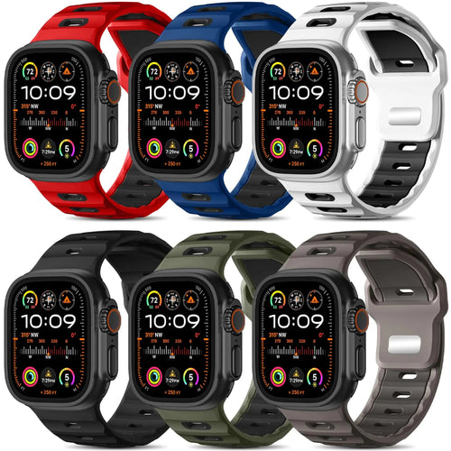 Wepro 6 Pack Sport Band Compatible with Apple Watch Ultra 2/Ultra Band 49mm 46mm 45mm 44mm 42mm for Men, Soft Silicone Waterproof Rugged Breathable Strap for iWatch Series 10 9 8 7 6 SE 5 4 3 2 1 - Catch Cards