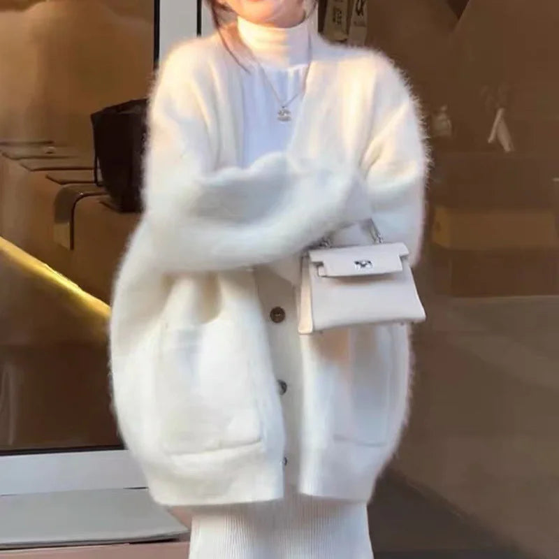 Women's Korean-Style Cozy Soft Knit Sweater Coat WEM Support (www.WEM.support)