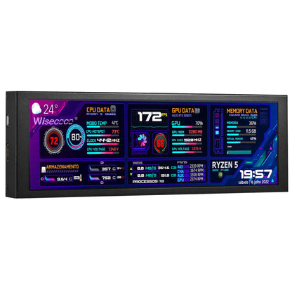 wisecoco 7.84 Inch Mini Monitor HD IPS 1280x400 Secondary Screen Stretched Bar LCD Display with Casing for Laptop Computer Speed Temperature Windows Aida64 CPU GPU Monitoring - Catch Cards