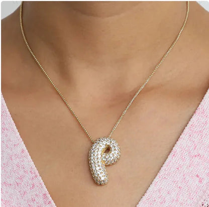 Star Brass Zircon Letter Necklace WEM Support (www.WEM.support)