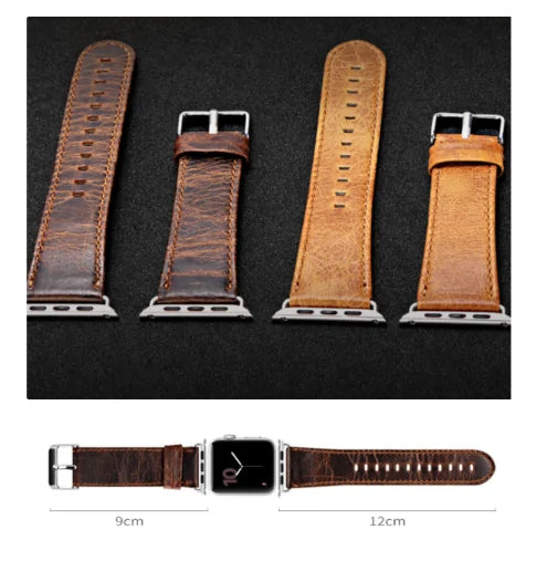 Handmade Vintage Leather iWatch Strap WEM Support (www.WEM.support)