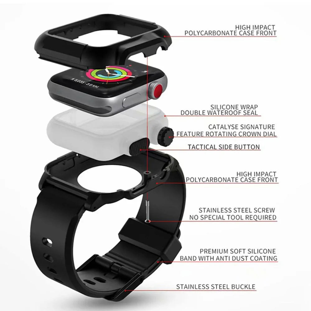 Waterproof Box Case Strap For Apple Watch WEM Support (www.WEM.support)