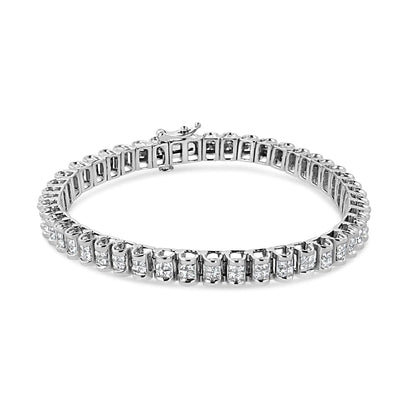 14K White Gold 3.00 Cttw Princess Diamond Composite Link Tennis Bracelet (I-J Color, I1-I2 Clarity) - 7.25" WEM Support (www.WEM.support)