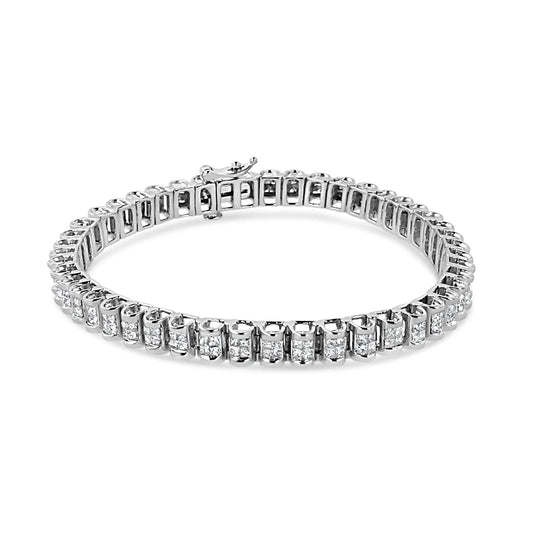 14K White Gold 3.00 Cttw Princess Diamond Composite Link Tennis Bracelet (I-J Color, I1-I2 Clarity) - 7.25" WEM Support (www.WEM.support)