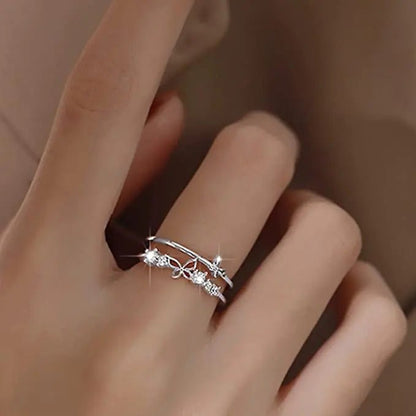 Women's Fashion Double Layer Butterfly Diamond Ring Set - Catch Cards