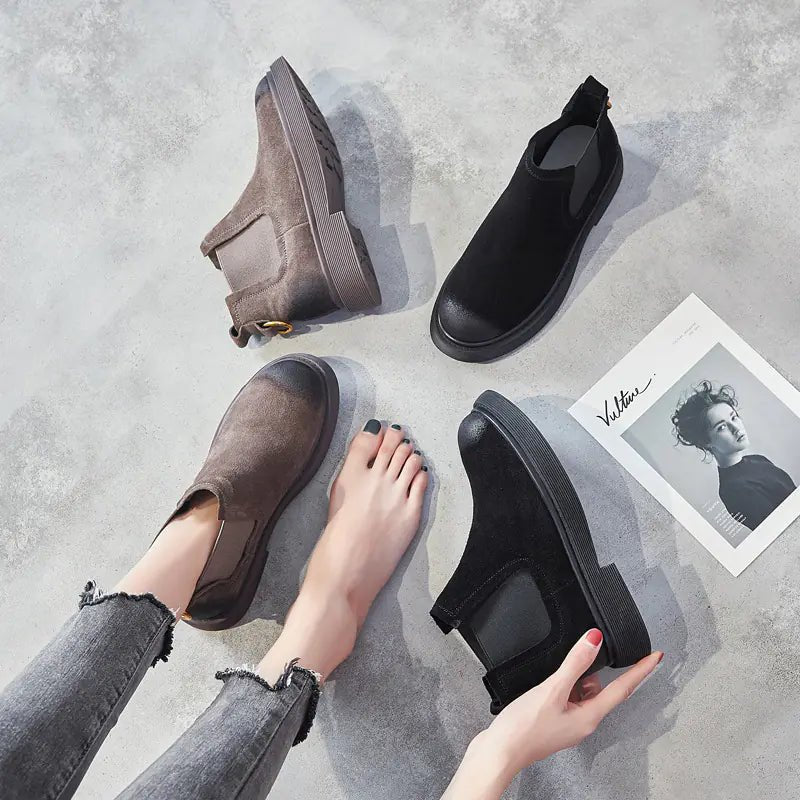 Women's Martin Boots 2020, Leather Chunky Ankle Boots - Catch Cards