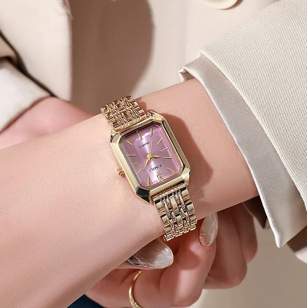 Women's Square Steel Strap Watch - Catch Cards