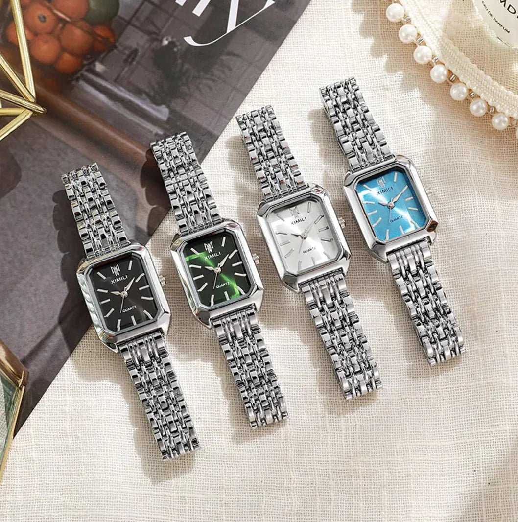 Women's Square Steel Strap Watch - Catch Cards