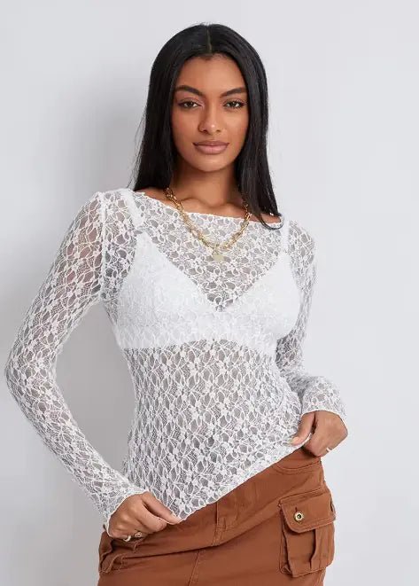 Women's Wave - Lace Mesh Blouse - Catch Cards