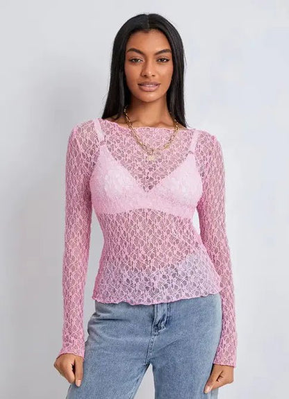 Women's Wave - Lace Mesh Blouse - Catch Cards