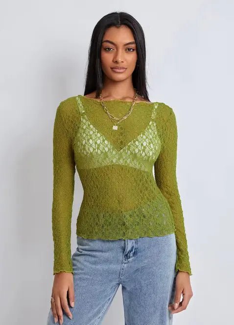 Women's Wave - Lace Mesh Blouse - Catch Cards