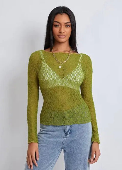 Women's Wave - Lace Mesh Blouse - Catch Cards