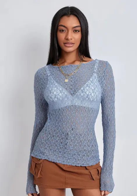 Women's Wave - Lace Mesh Blouse - Catch Cards