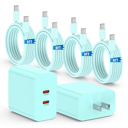 40W Fast Charger for iPhone 16 15 Pro Max Charger Fast Charging,2Pack Dual Port USB C Charging Block with 4Pack 6FT USB C to USB-C Charger Cord for iPhone 16 15 Plus/16 15 Pro Max/iPad Pro/Samsung S24 HejK.com