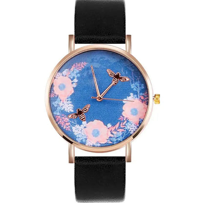 Blue Floral Bee Watch WEM Support (www.WEM.support)