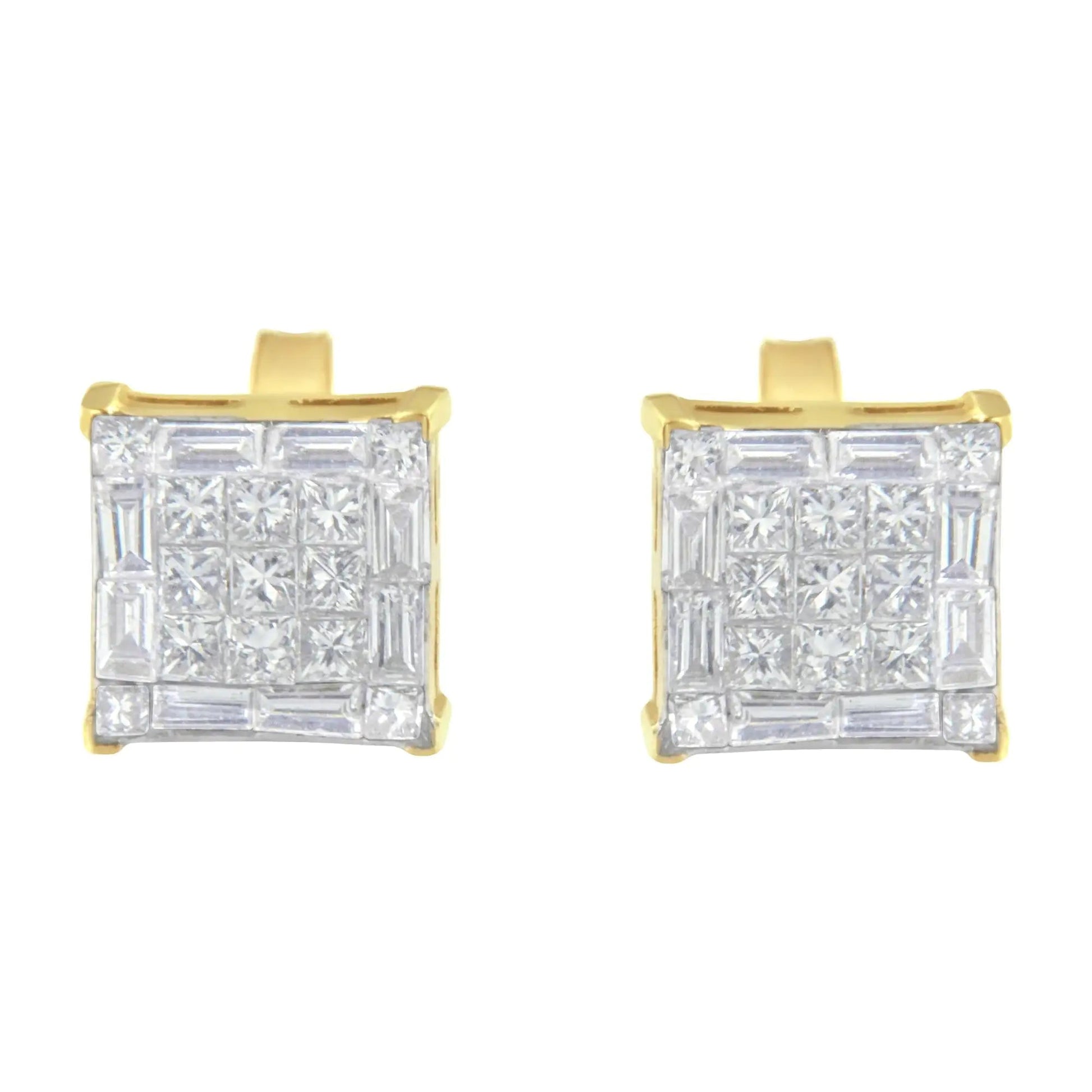 10KT Yellow Gold Diamond Stud Earrings (1 cttw, I-J Color, SI2-I1 Clarity) WEM Support (www.WEM.support)