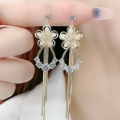 Opal Flower Tassel Earrings Set WEM Support (www.WEM.support)