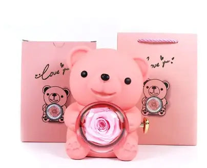 Rose Teddy Bear with Ring and Necklace WEM Support (www.WEM.support)