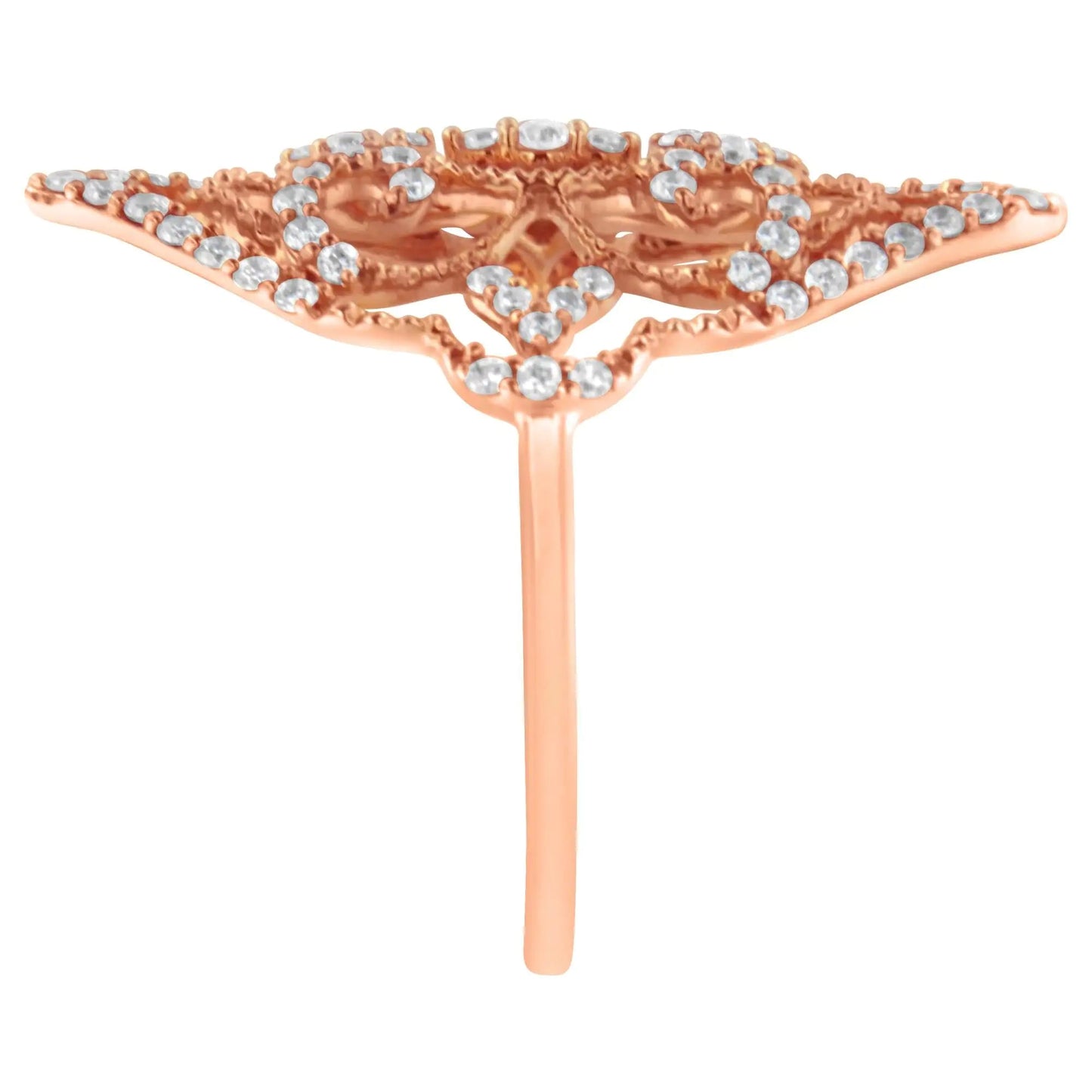 10K Rose Gold Diamond Cocktail Ring (1/2 Cttw, H-I Color, I1-I2 Clarity) WEM Support (www.WEM.support)