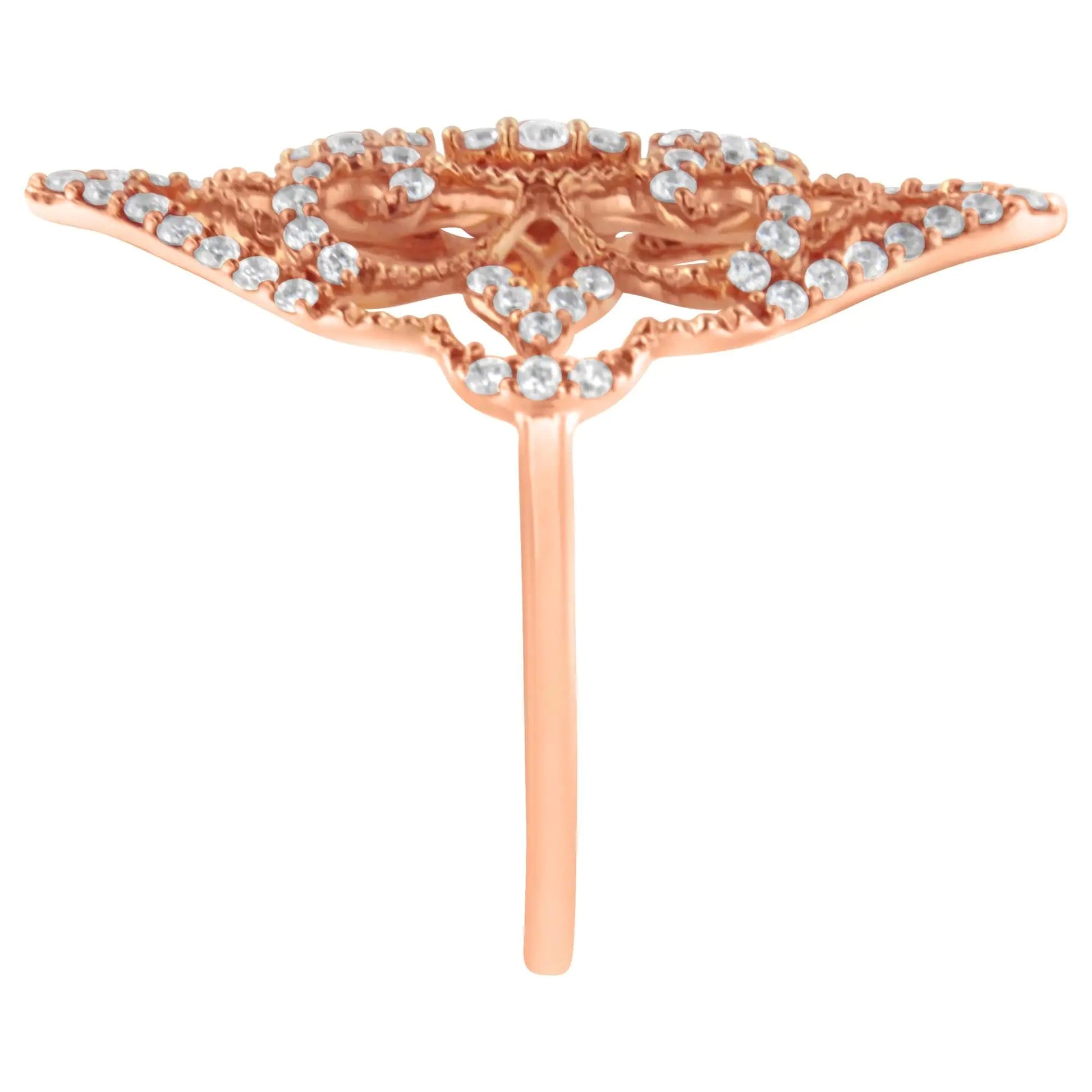 10K Rose Gold Diamond Cocktail Ring (1/2 Cttw, H-I Color, I1-I2 Clarity) WEM Support (www.WEM.support)