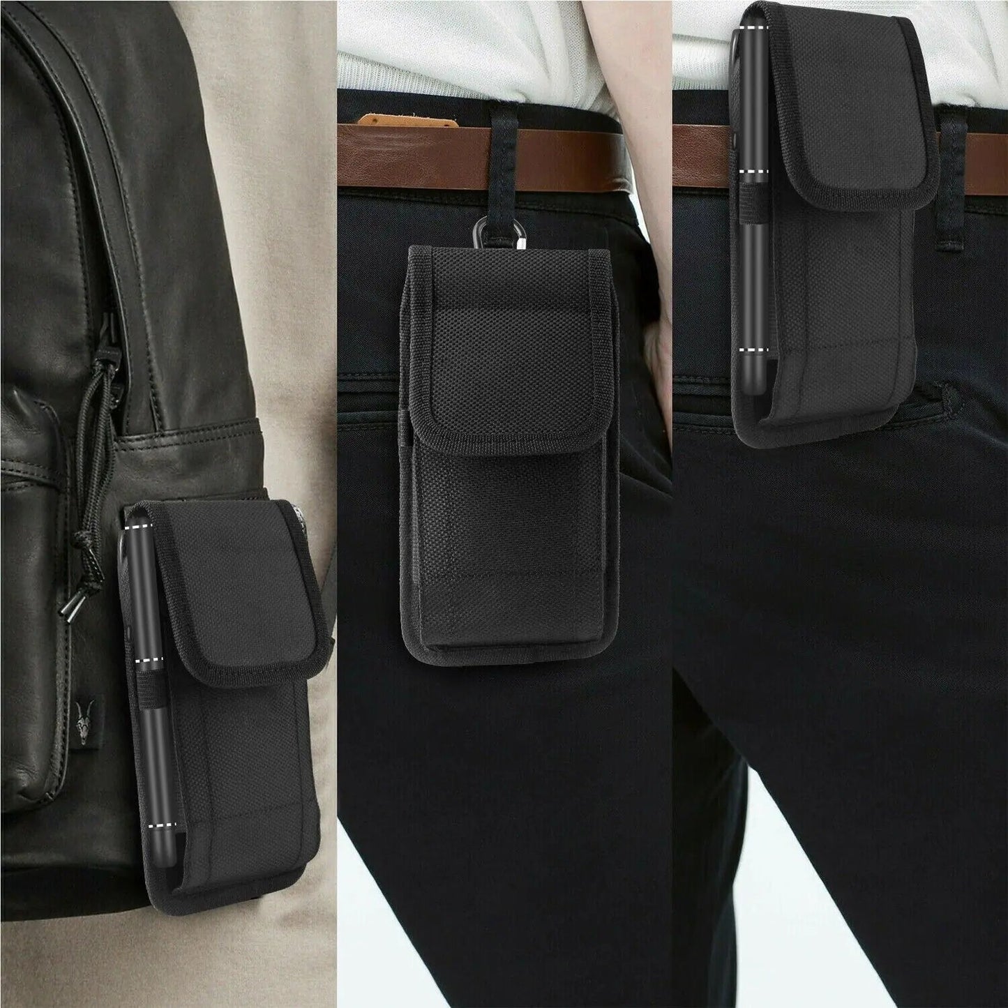 Vertical Cell Phone Holster Pouch Wallet Case With Belt Clip For iPhone Samsung WEM Support (www.WEM.support)