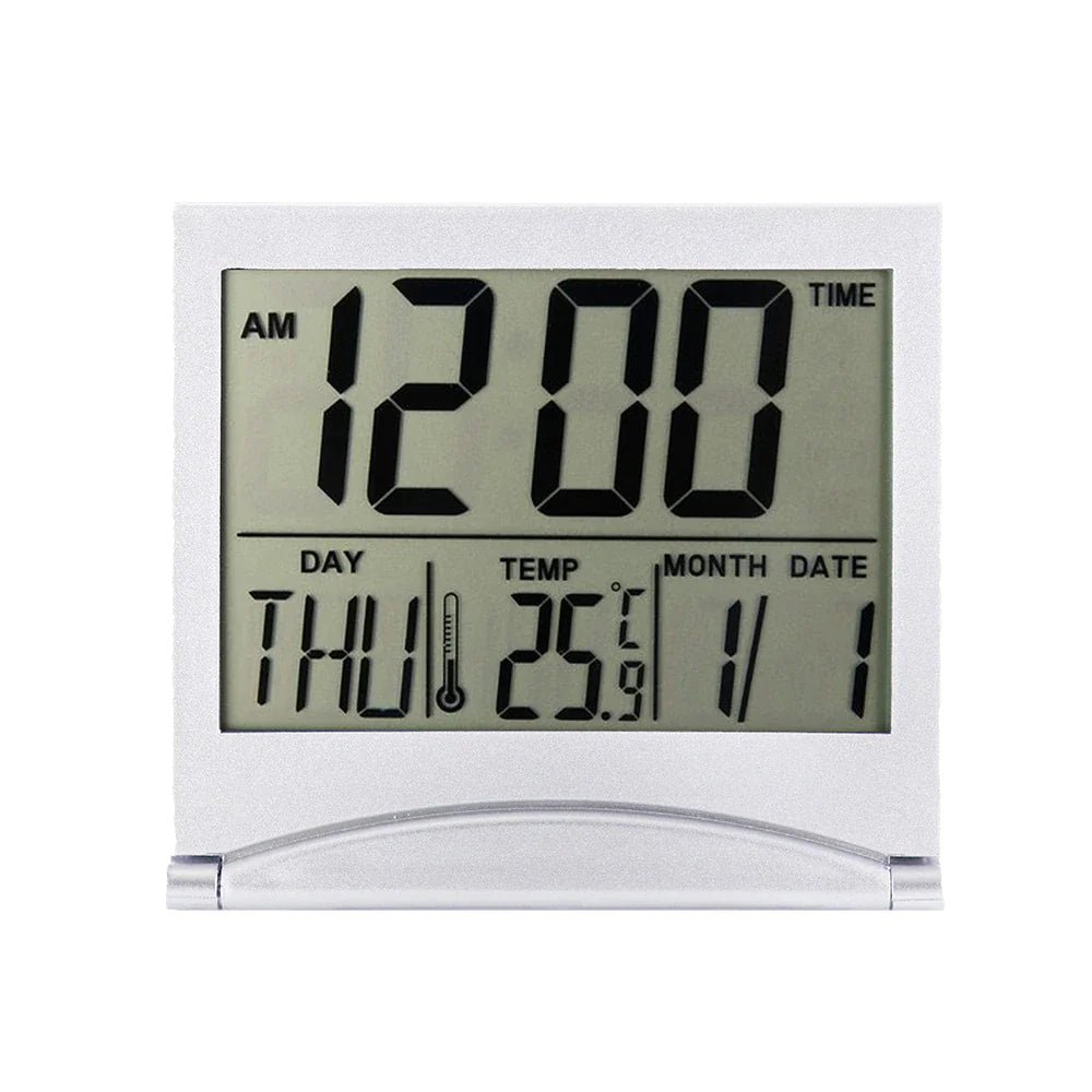 Digital Travel Alarm Clock Foldable Temperature LCD Clock Compact Desk Timer New WEM Support (www.WEM.support)