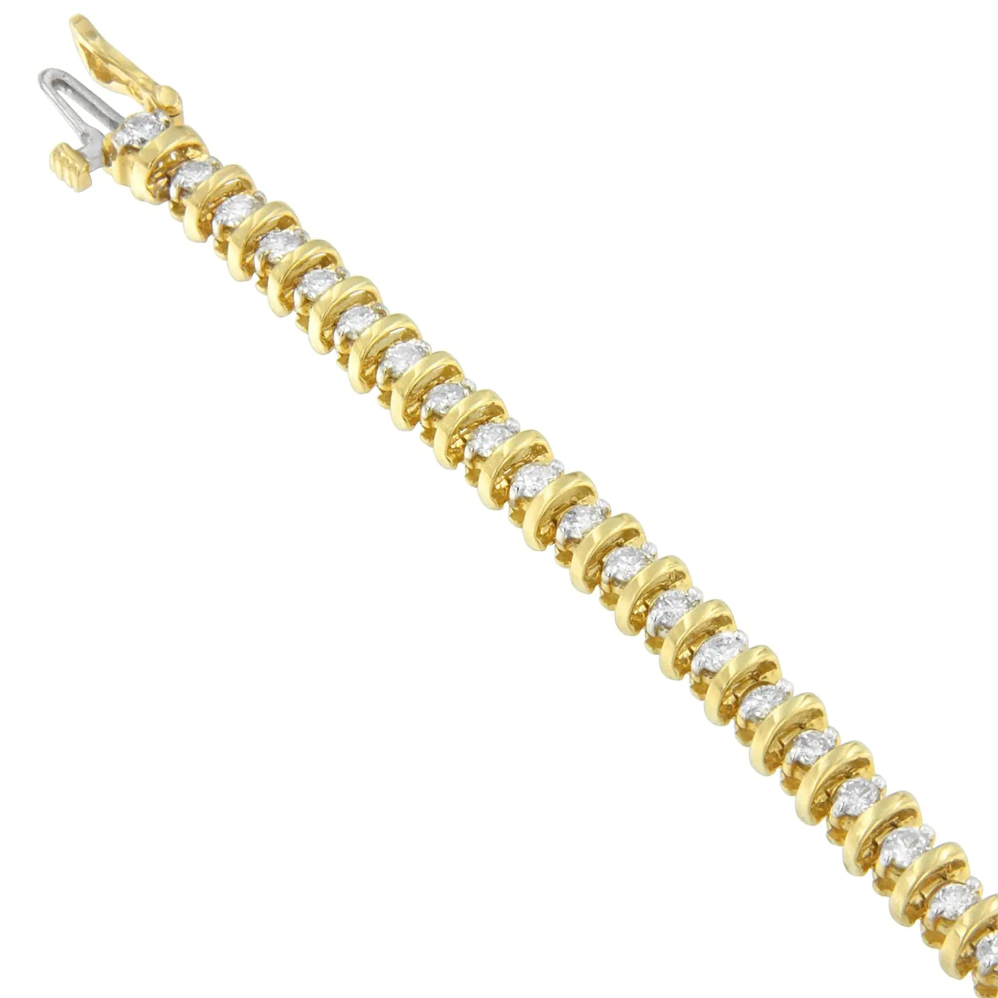 14K Yellow Gold Round-Cut Diamond Link Bracelet (3.00 cttw, H-I Color, I1-I2 Clarity) WEM Support (www.WEM.support)