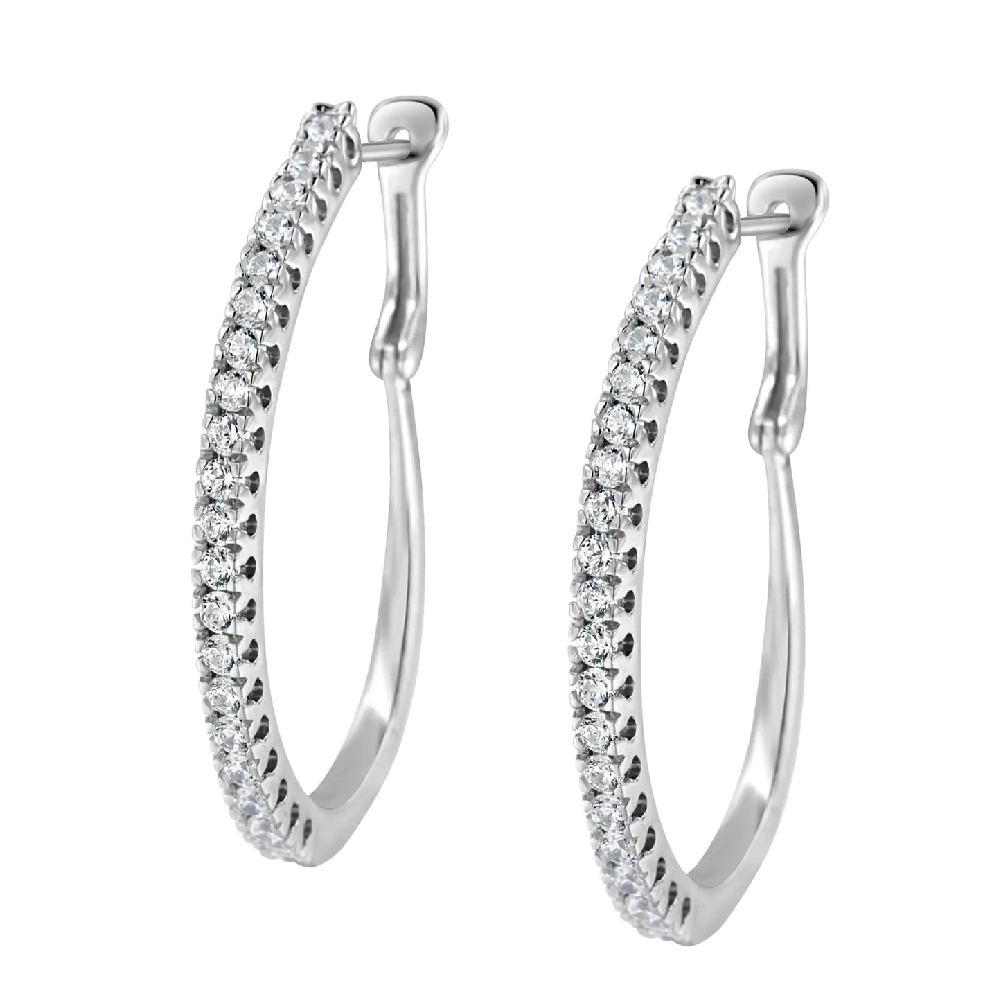 14KT White Gold 1 cttw Diamond Hoop Earrings (H-I, I1-I2) WEM Support (www.WEM.support)