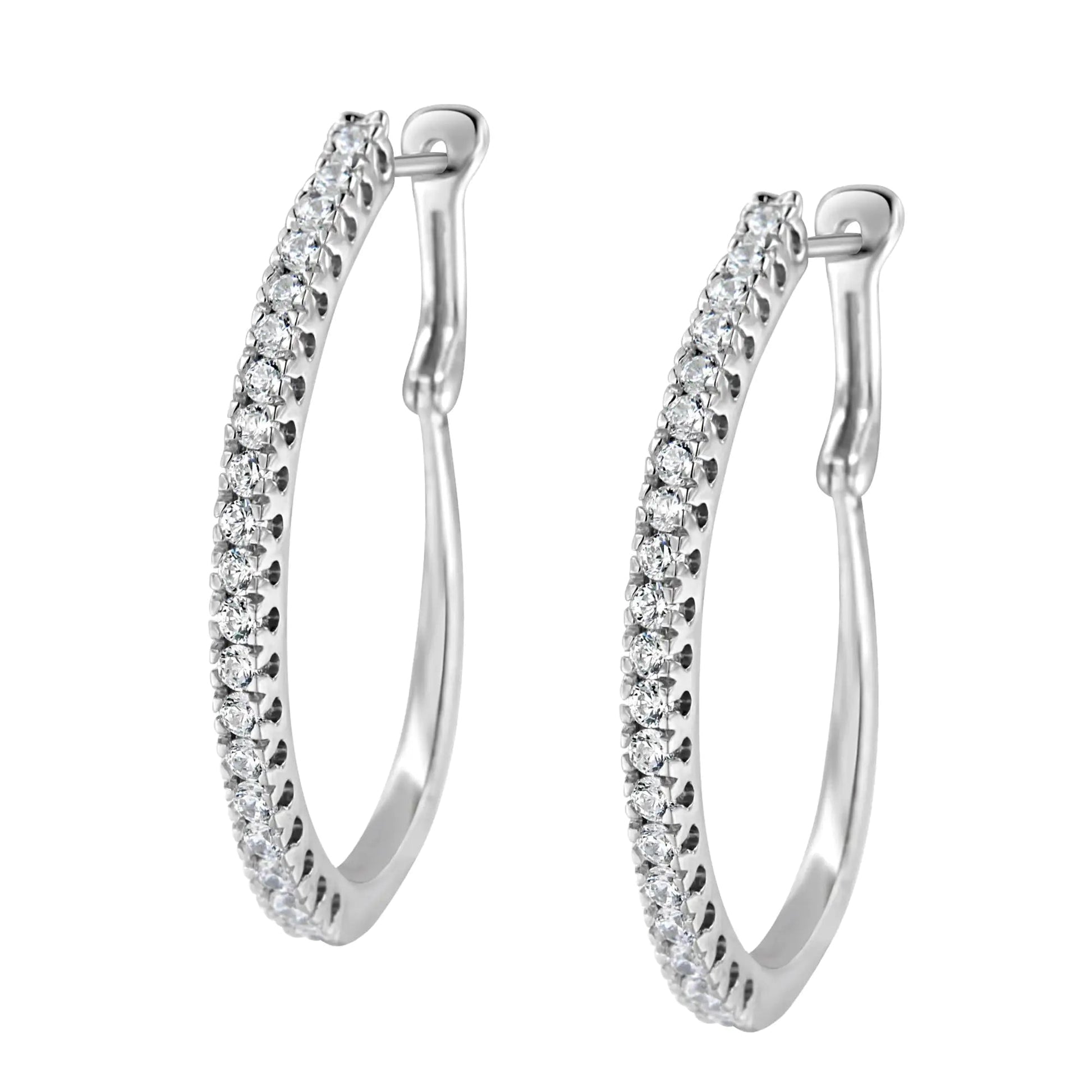 14KT White Gold 1 cttw Diamond Hoop Earrings (H-I, I1-I2) WEM Support (www.WEM.support)