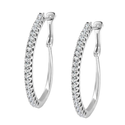 14KT White Gold 1 cttw Diamond Hoop Earrings (H-I, I1-I2) WEM Support (www.WEM.support)